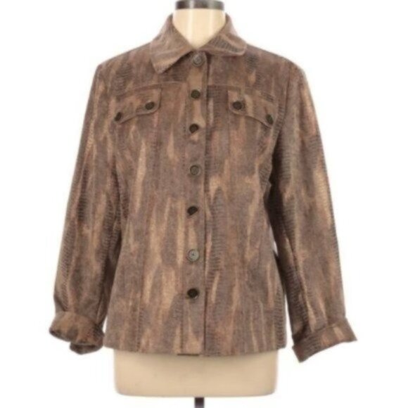 Chico's‎ Brown Animal Print Jacket L - Picture 1 of 10